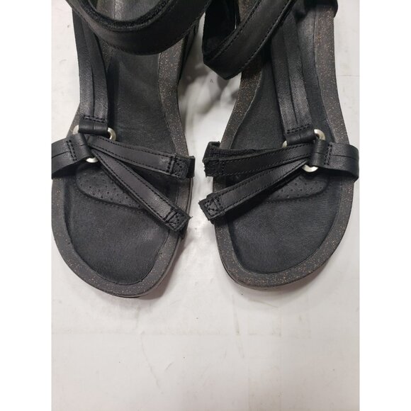Teva Ysidro Universal Women’s Black Leather Strappy Wedge Heel Sandal Size 10 - Picture 5 of 8
